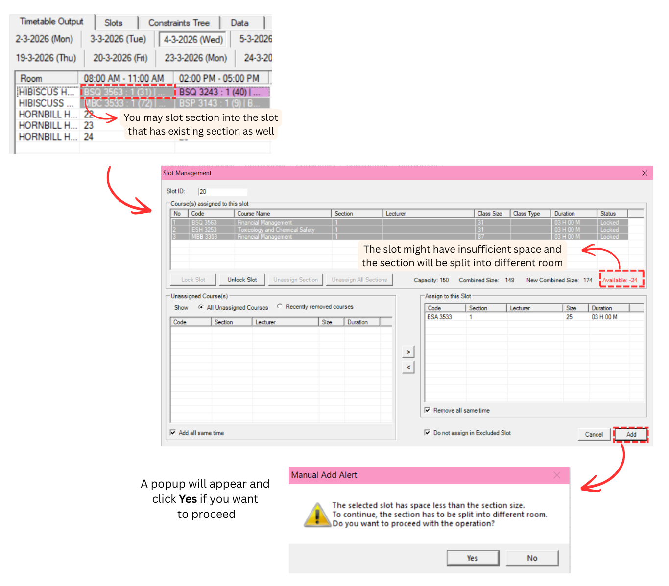 Manual Add Alert popup