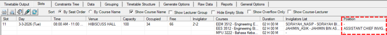 Position was removed from invigilator
