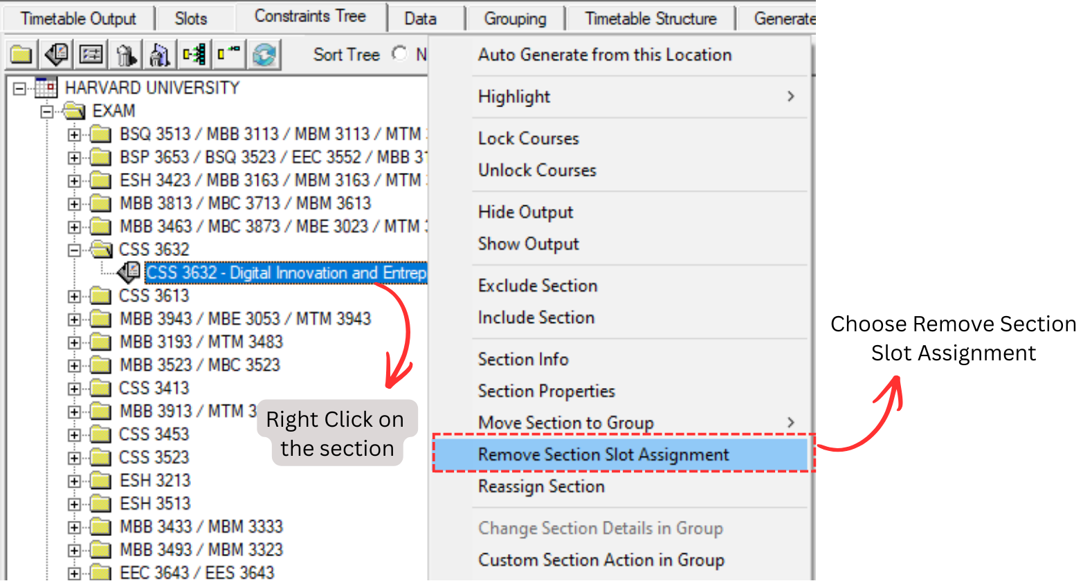 Remove Course at Tree Structure