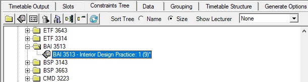 Section Location at Constraints Tree
