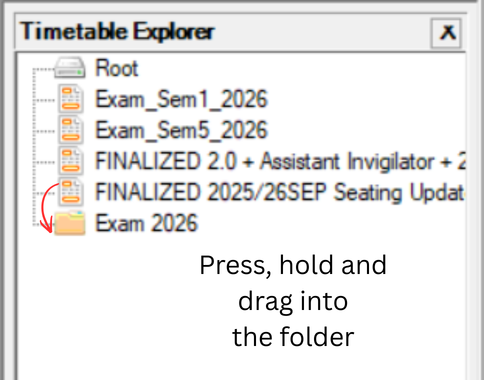 Dragging exam file into the folder