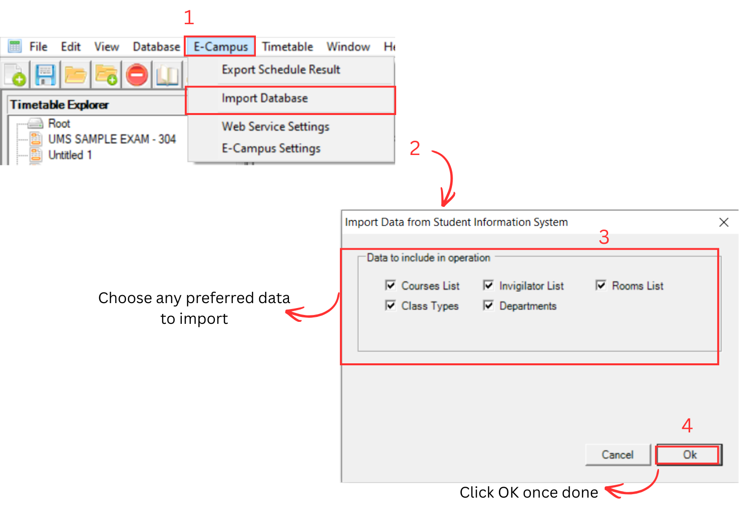Steps on Importing Database from E-Campus