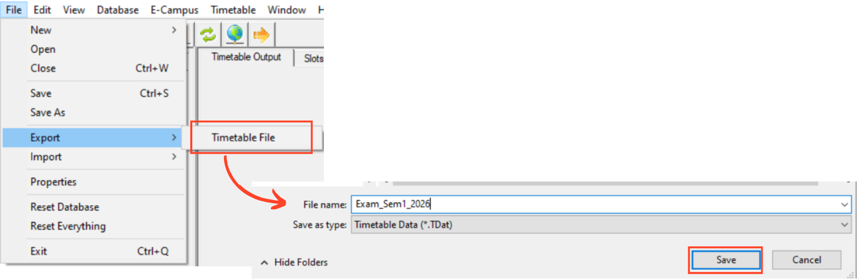 Export Timetable File as .TDat