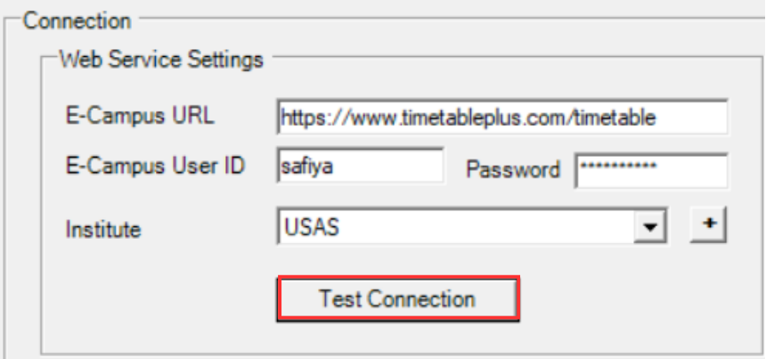 Test Connection button