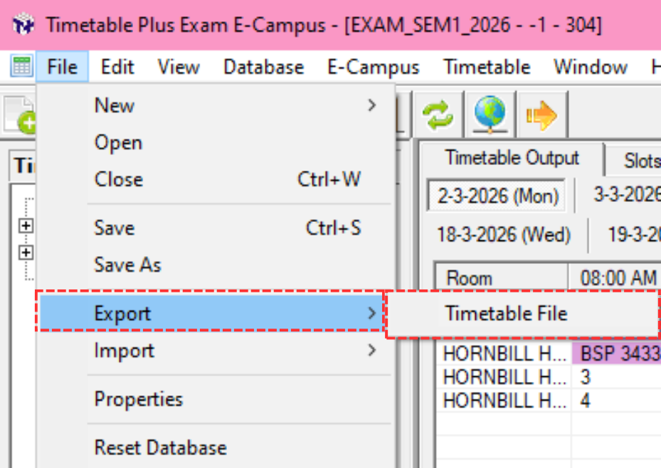Location of Exporting Timetable File in TDat Extension