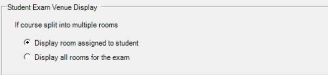 Student Exam Venue Display options